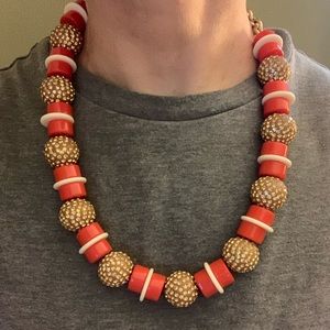 J Crew Orange and Gold Statement Necklace